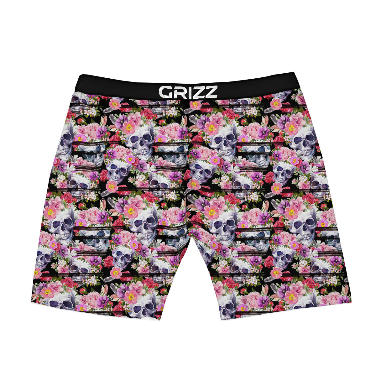 Striped Aloha Skull Print Pattern Boxer Briefs-grizzshop