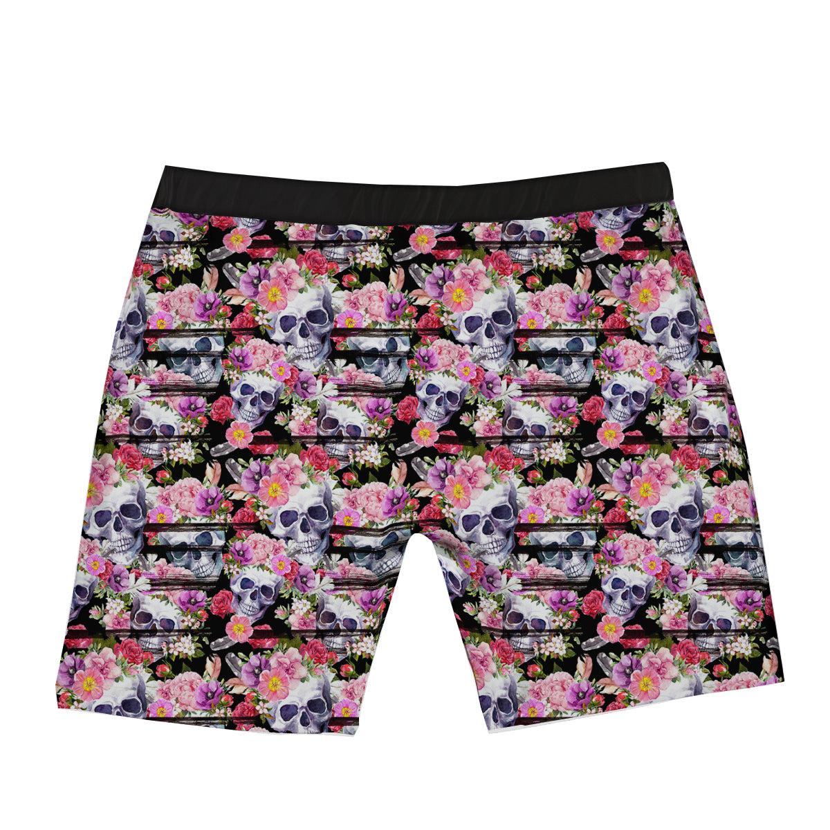 Striped Aloha Skull Print Pattern Boxer Briefs-grizzshop