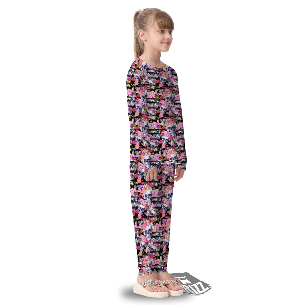 Striped Aloha Skull Print Pattern Kid's Pajamas-grizzshop