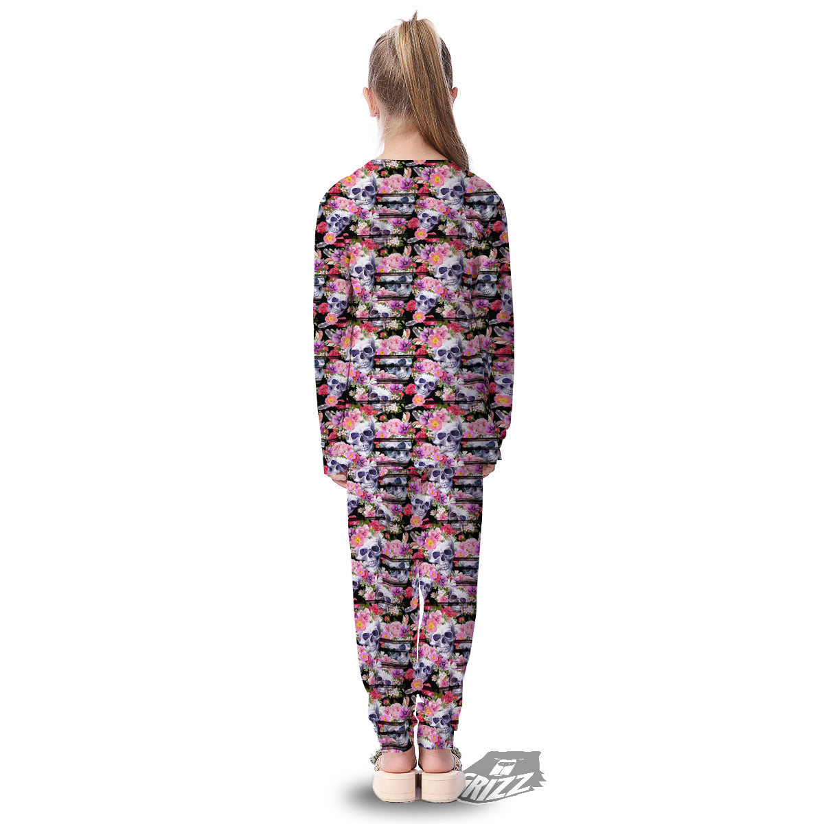 Striped Aloha Skull Print Pattern Kid's Pajamas-grizzshop