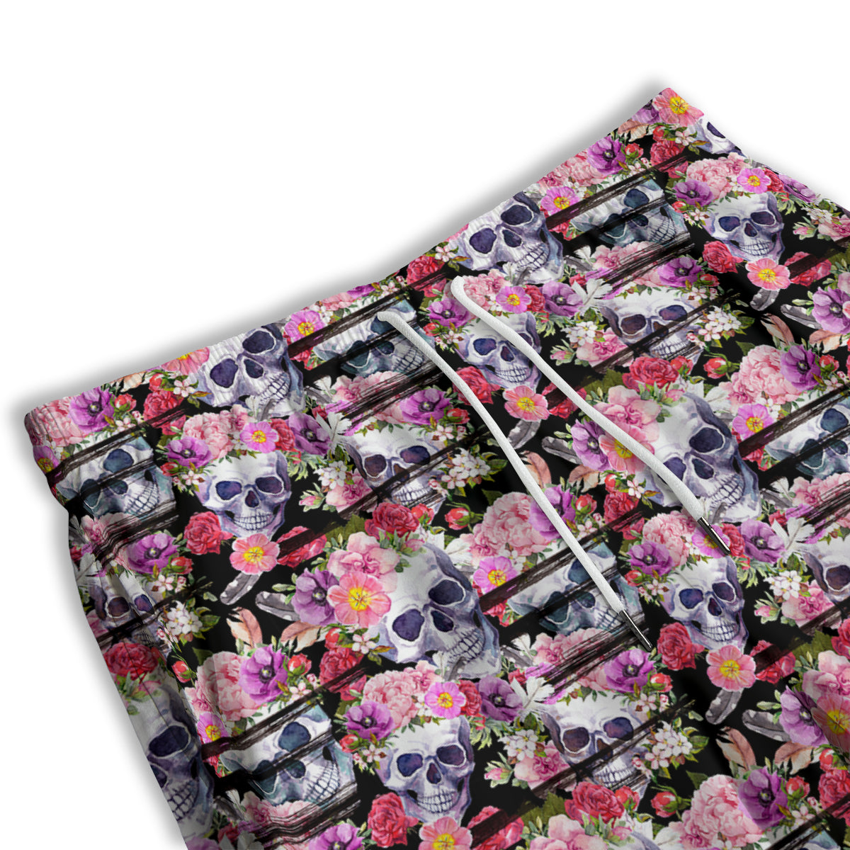 Striped Aloha Skull Print Pattern Men's Athletic Shorts