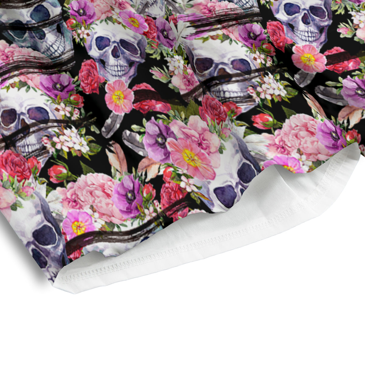 Striped Aloha Skull Print Pattern Men's Athletic Shorts
