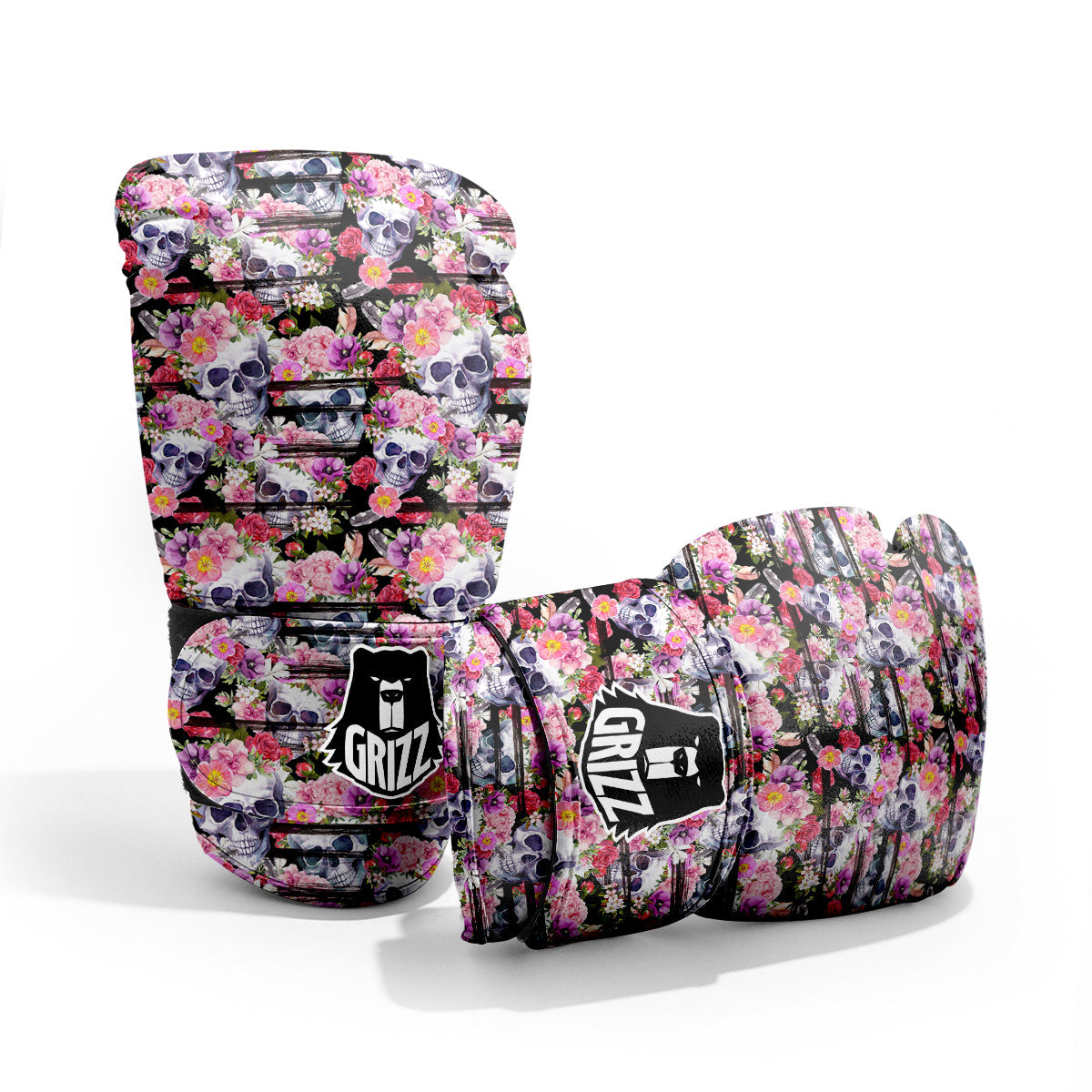 Striped Aloha Skull Print Pattern Pro Boxing Glove