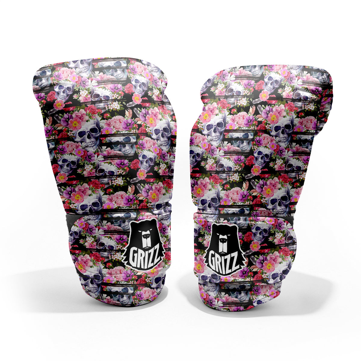 Striped Aloha Skull Print Pattern Pro Boxing Glove