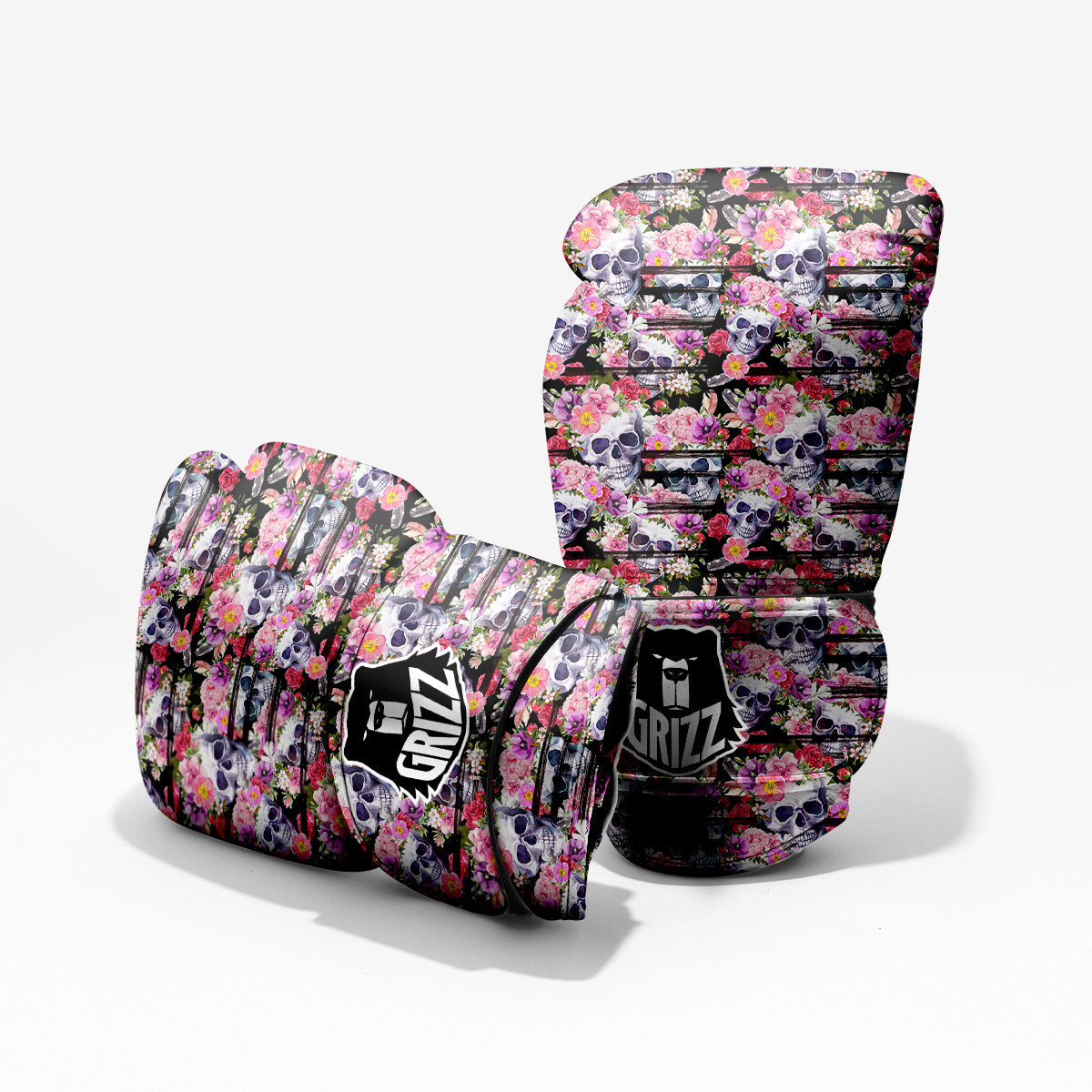 Striped Aloha Skull Print Pattern Pro Boxing Glove