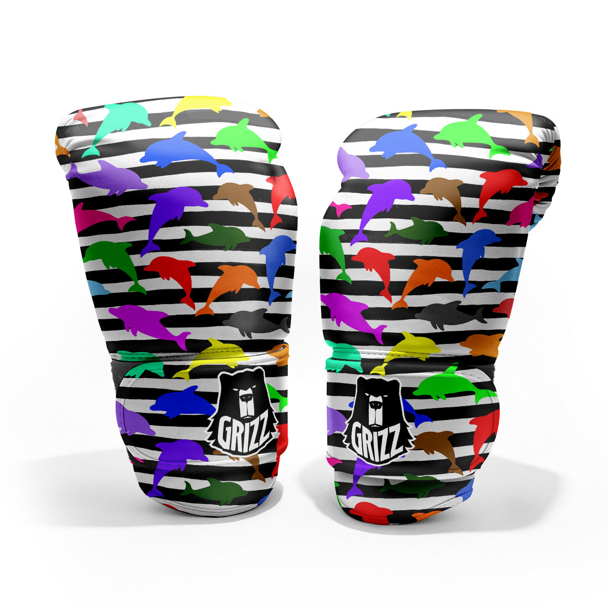 Striped And Colorful Dolphin Print Pattern Pro Boxing Glove