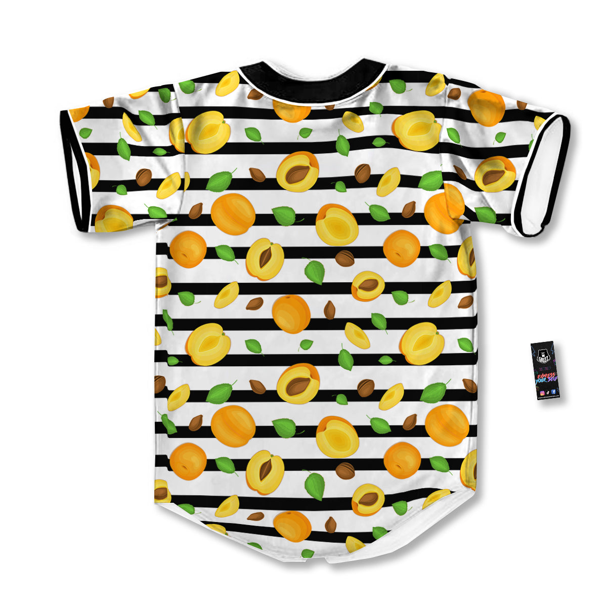 Striped Apricot Print Pattern Baseball Jersey-grizzshop