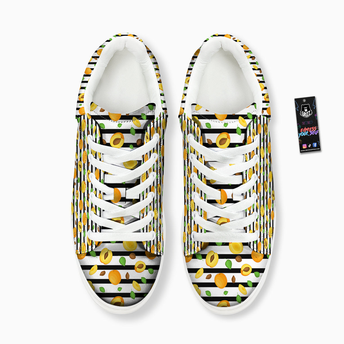 Striped Apricot Print Pattern Platform Shoes-grizzshop