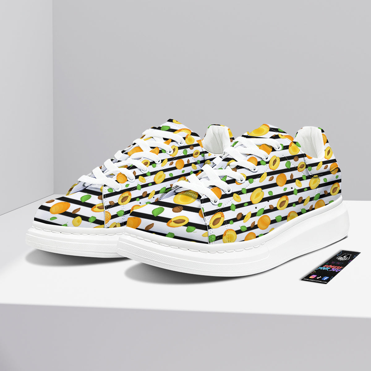 Striped Apricot Print Pattern Platform Shoes-grizzshop