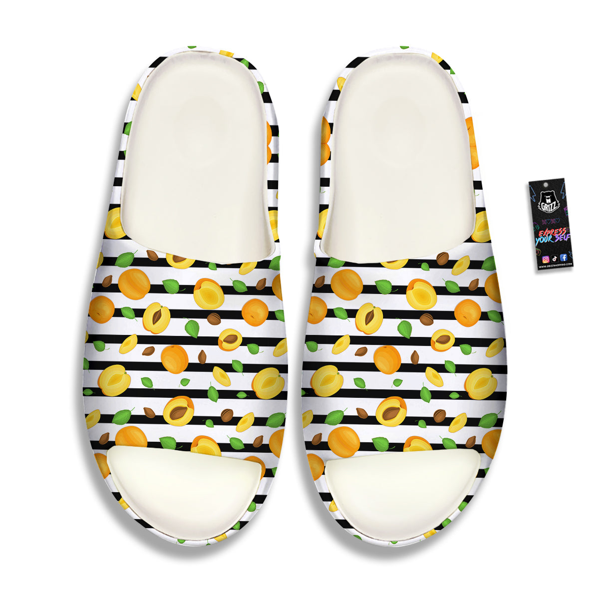 Striped Apricot Print Pattern Sandals-grizzshop
