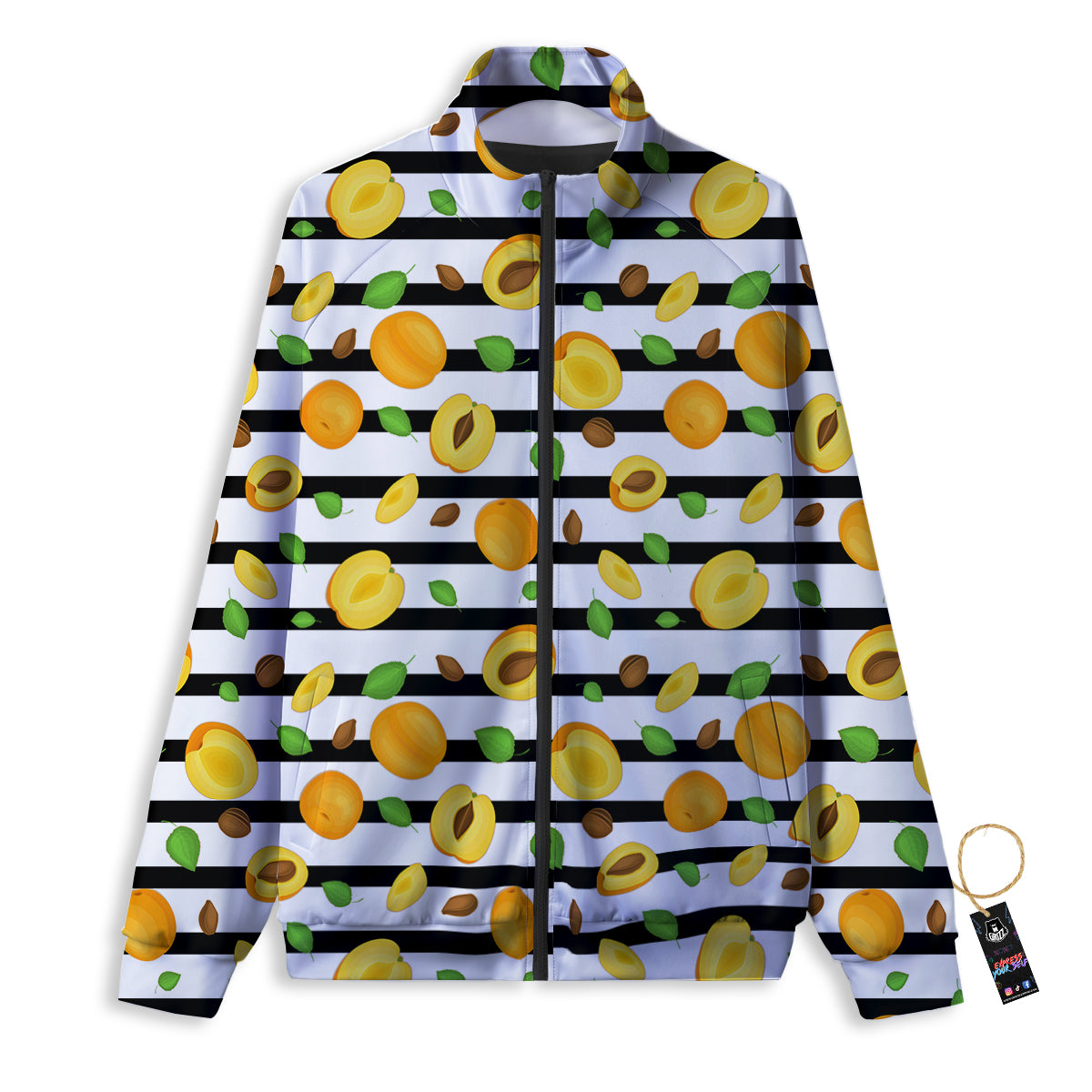 Striped Apricot Print Pattern Track Jacket-grizzshop