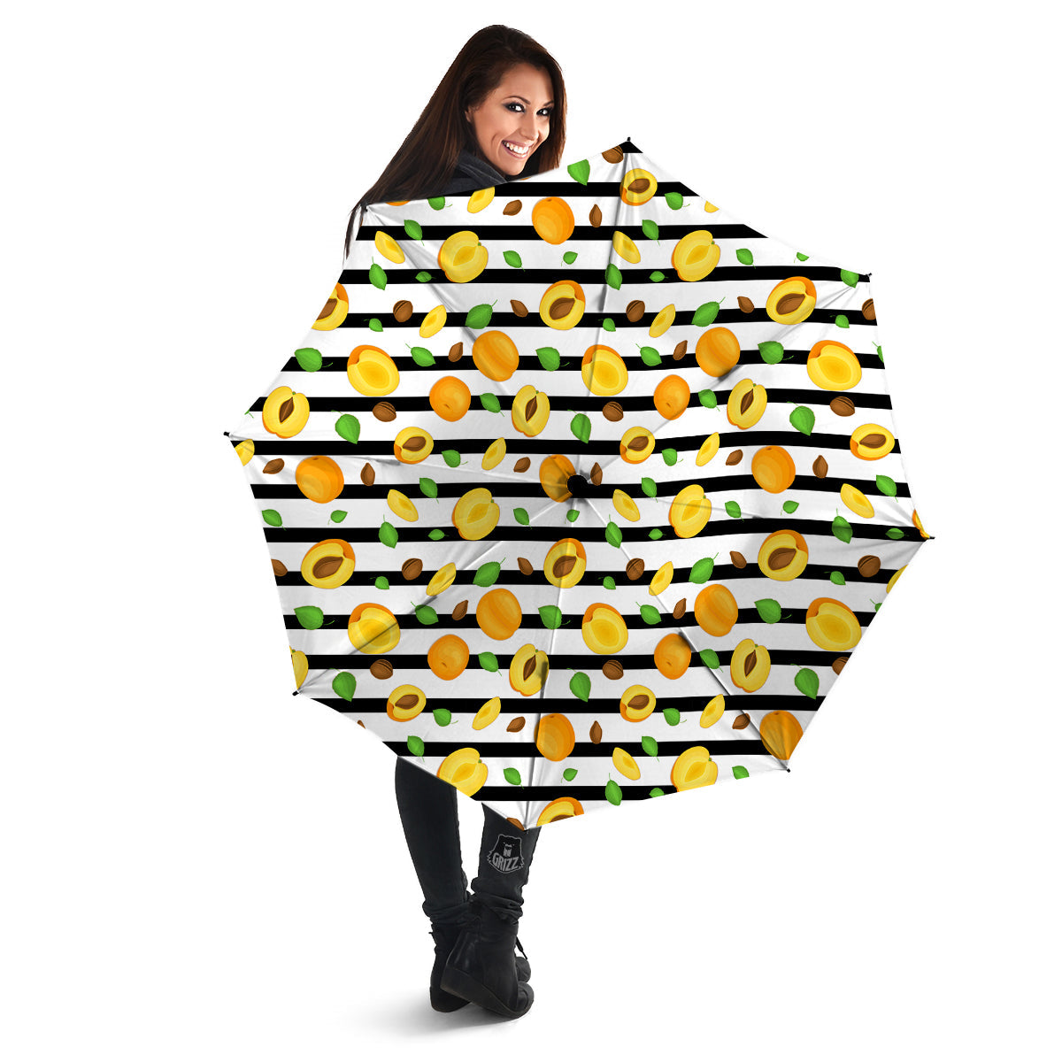 Striped Apricot Print Pattern Umbrella-grizzshop