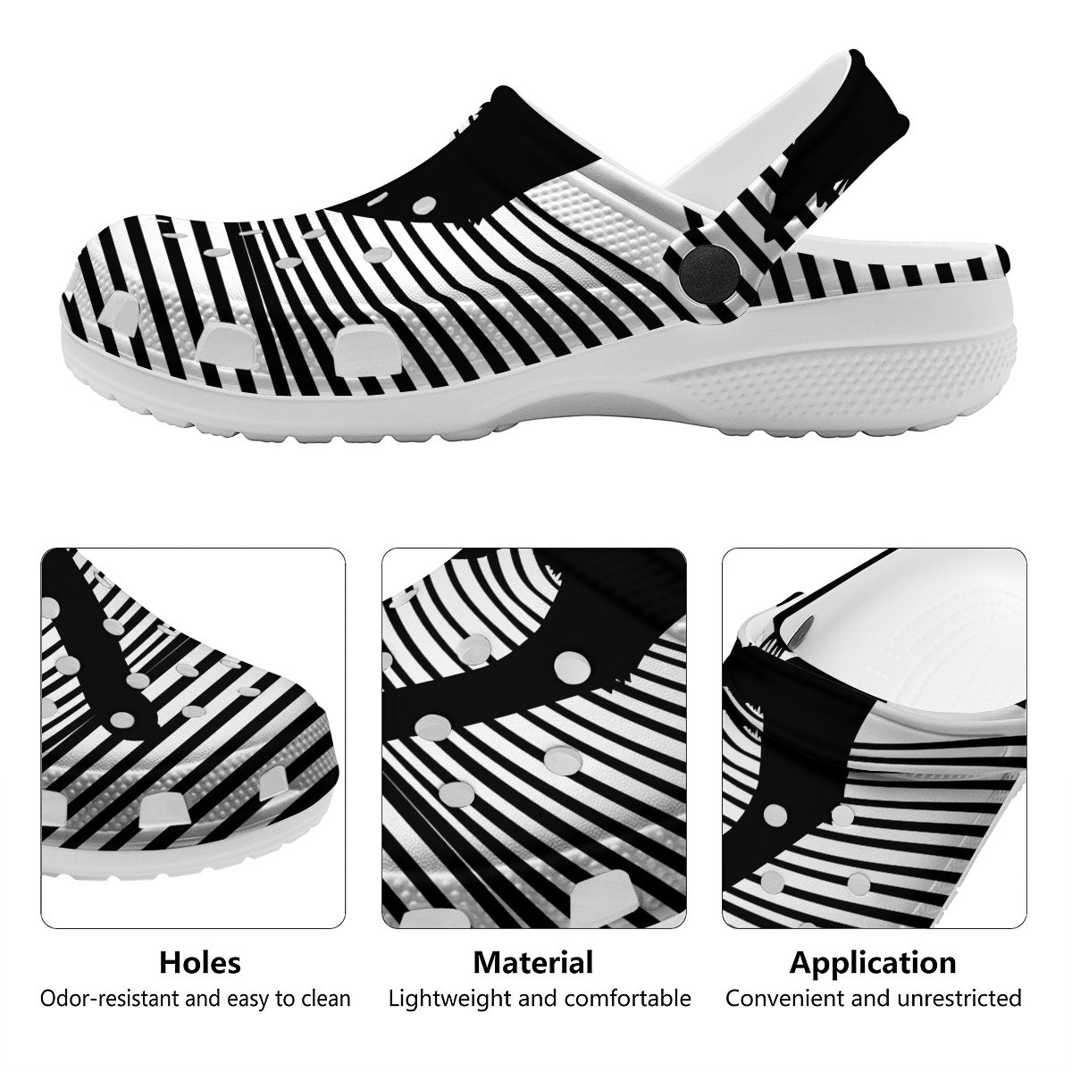 Striped Black Cat Print Clog-grizzshop