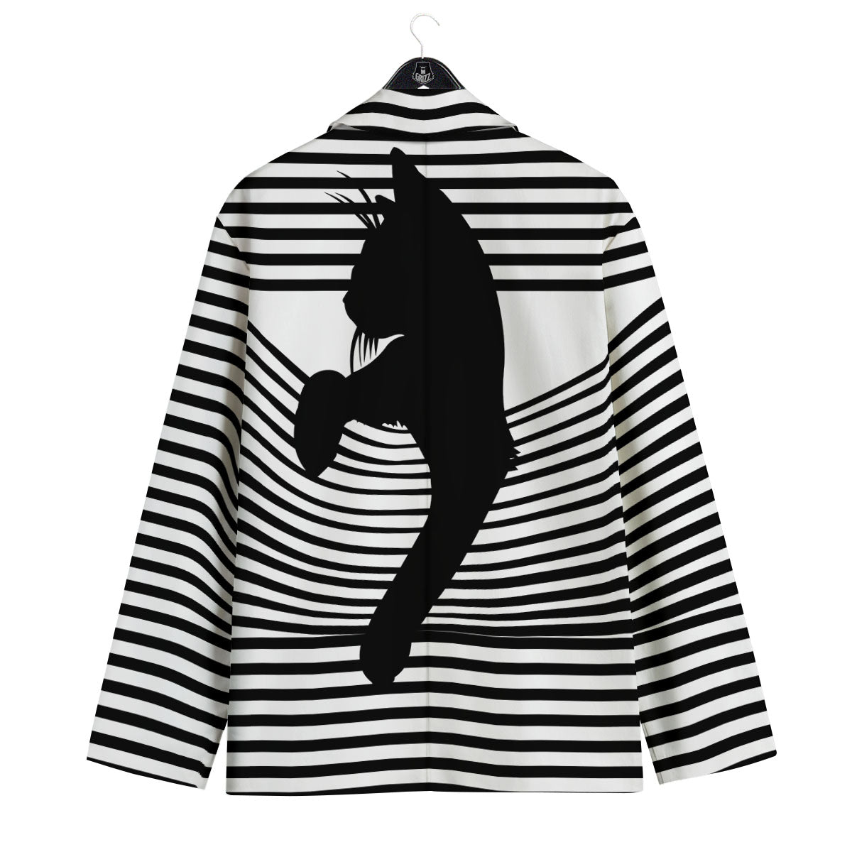 Striped Black Cat Print Men's Sport Coat-grizzshop
