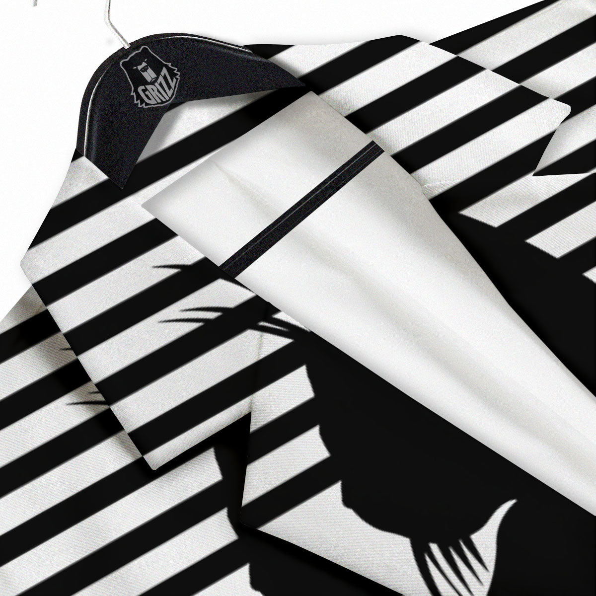 Striped Black Cat Print Men's Sport Coat-grizzshop