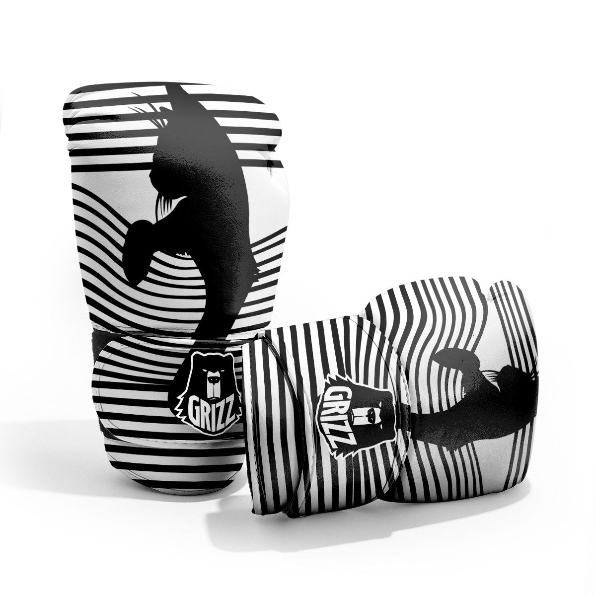 Striped Black Cat Print Pro Boxing Glove