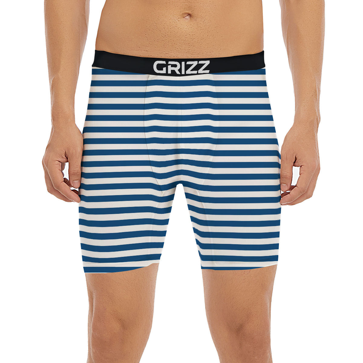 Striped Blue Print Pattern Boxer Briefs-grizzshop