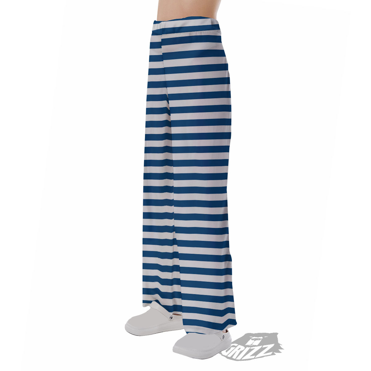 Striped Blue Print Pattern Pajama Pants-grizzshop