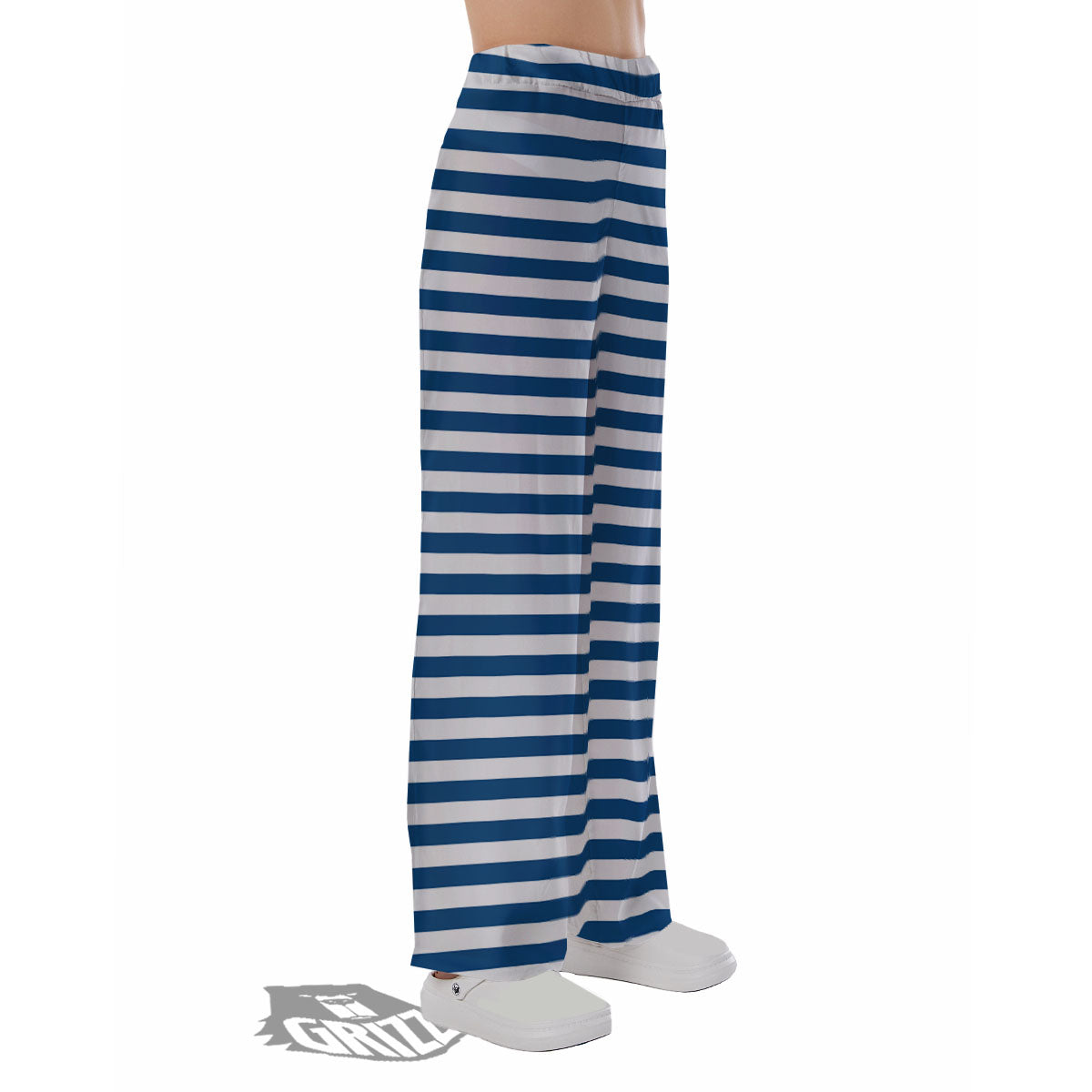 Striped Blue Print Pattern Pajama Pants-grizzshop