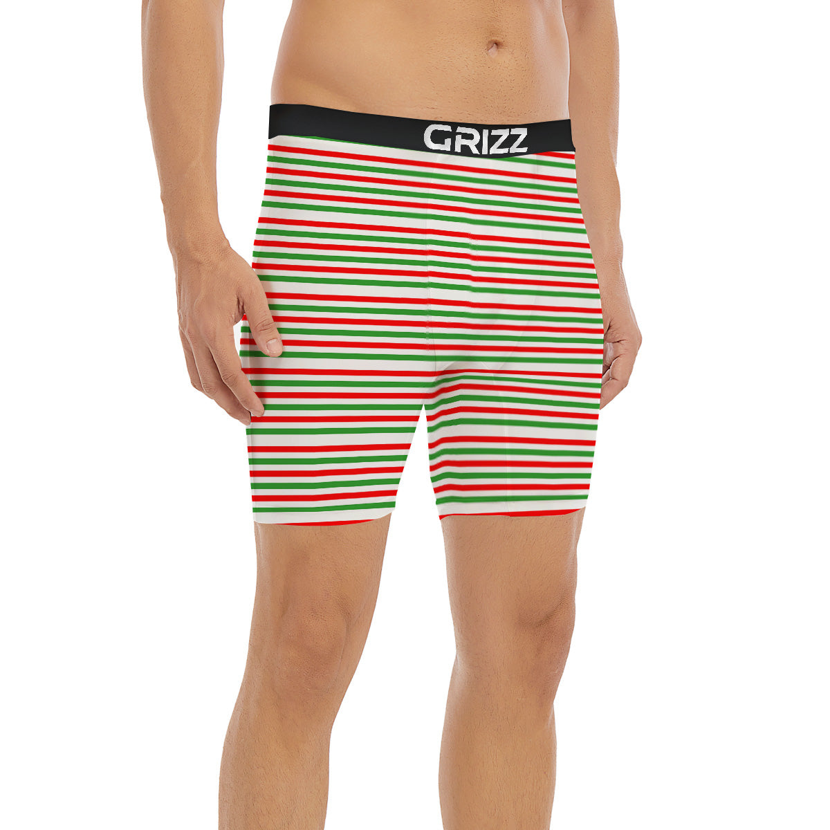 Striped Candy Cane Print Pattern Boxer Briefs-grizzshop