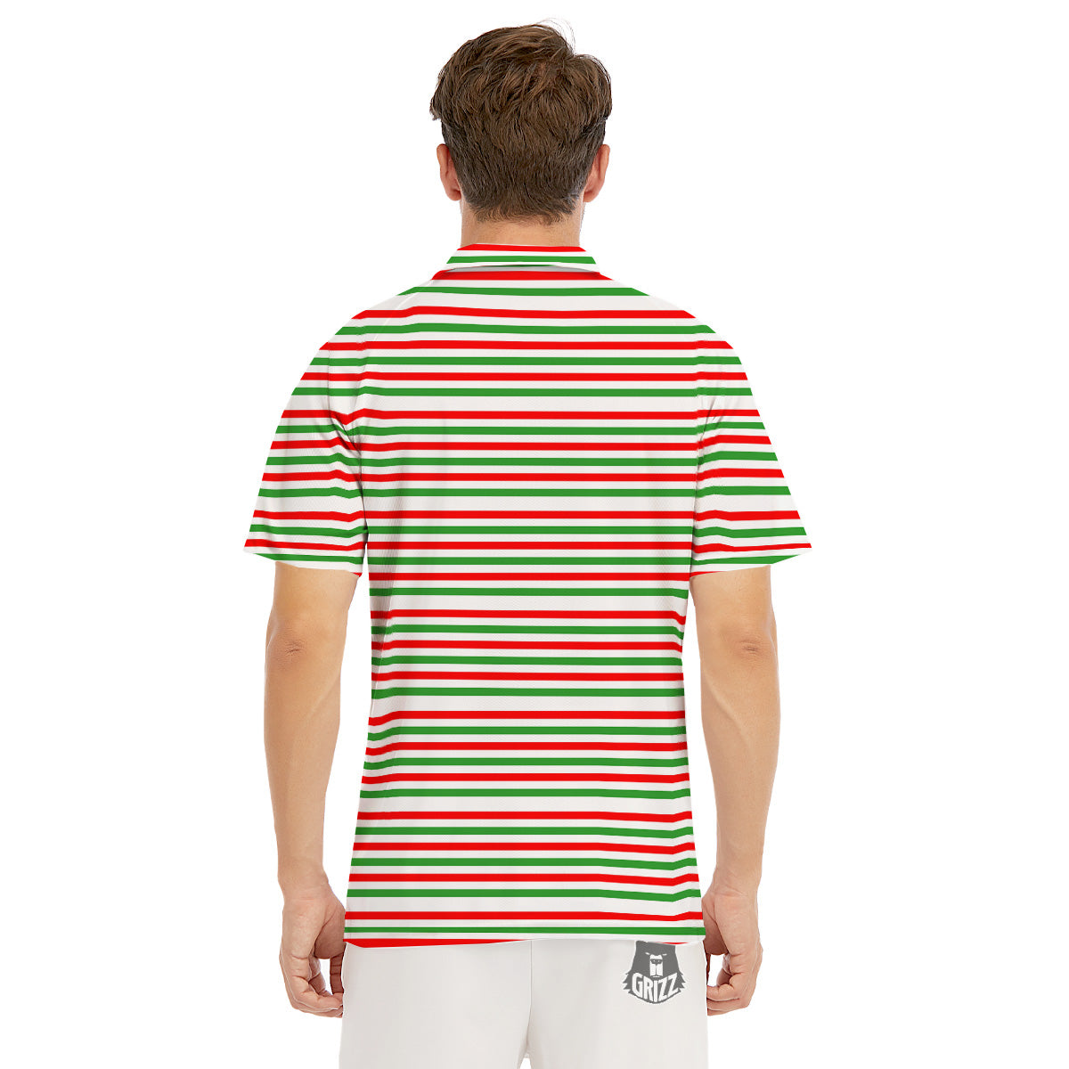Striped Candy Cane Print Pattern Men's Golf Shirts-grizzshop