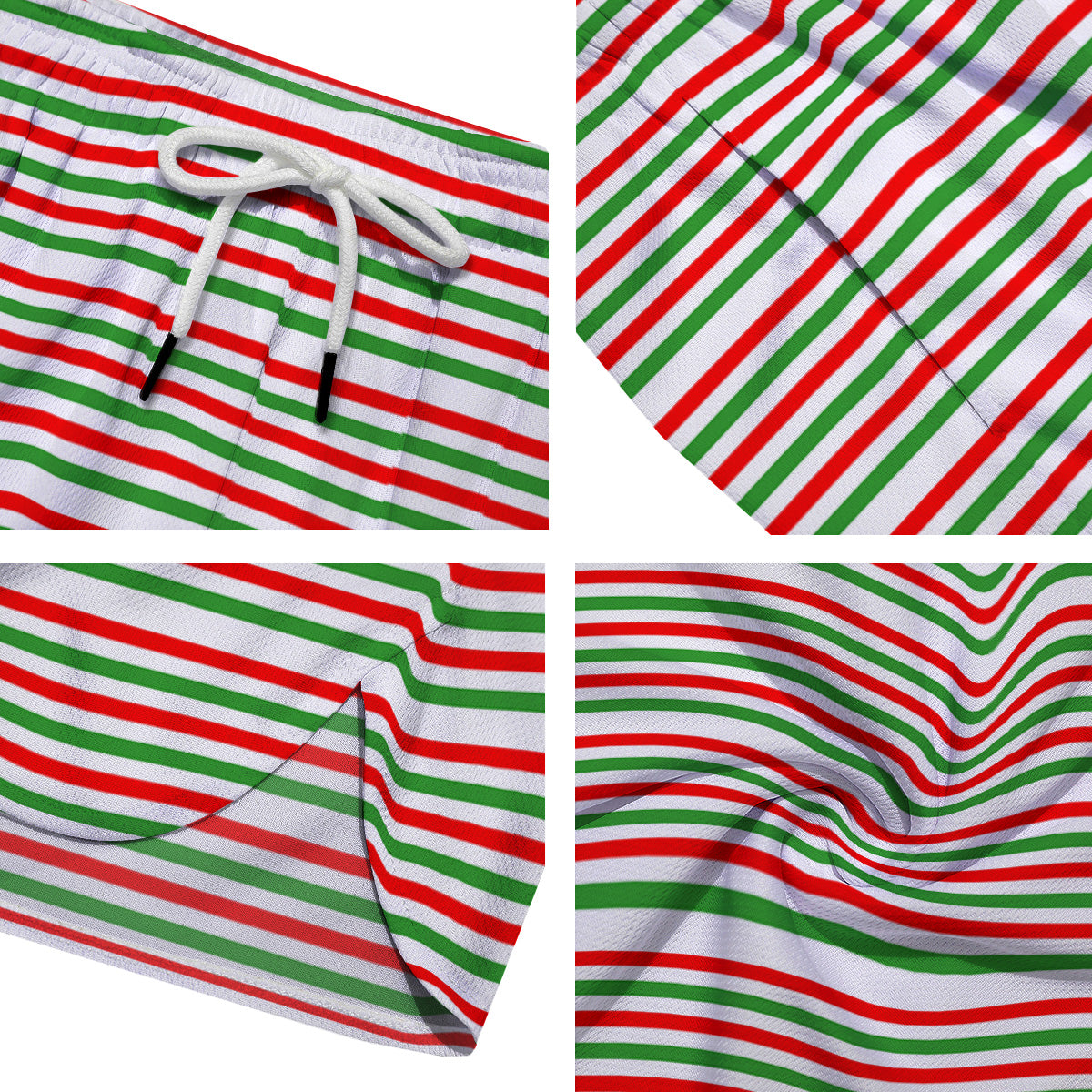 Striped Candy Cane Print Pattern Men's Running Shorts-grizzshop
