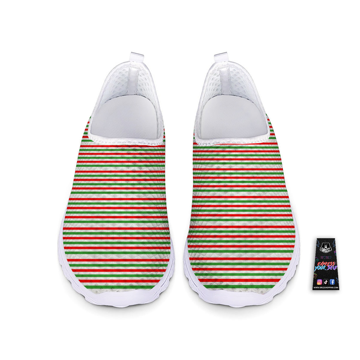 Striped Candy Cane Print Pattern Nurse Shoes-grizzshop