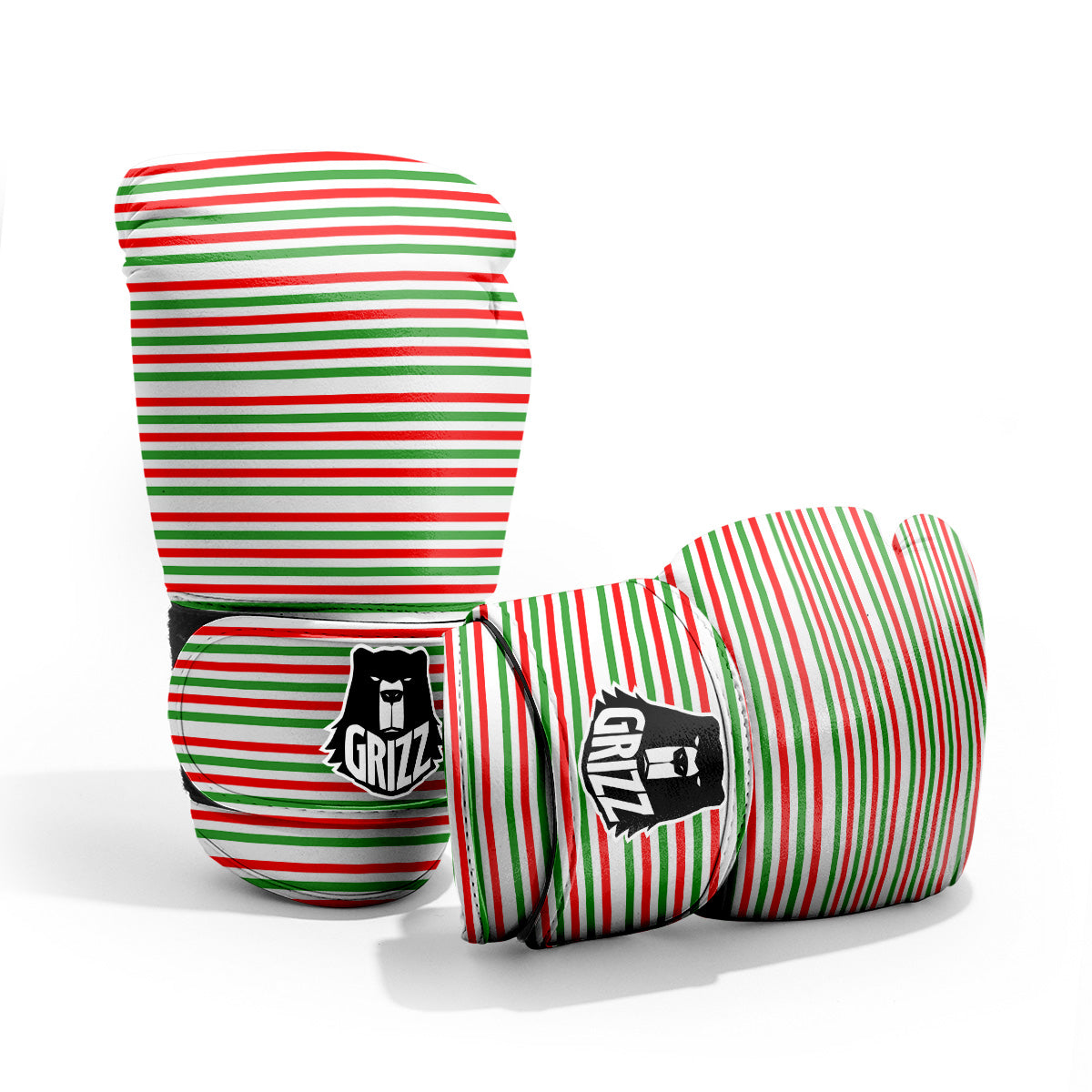 Striped Candy Cane Print Pattern Pro Boxing Glove