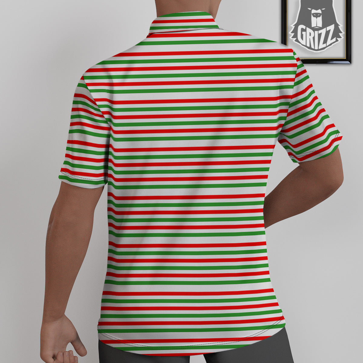 Striped Candy Cane Print Pattern Untucked Shirts-grizzshop
