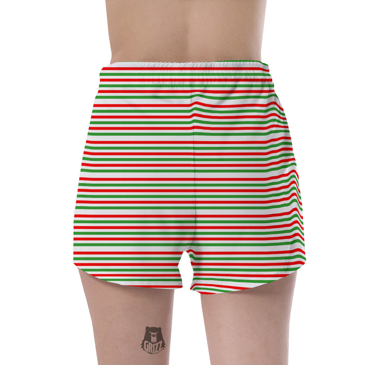 Striped Candy Cane Print Pattern Women's Shorts-grizzshop