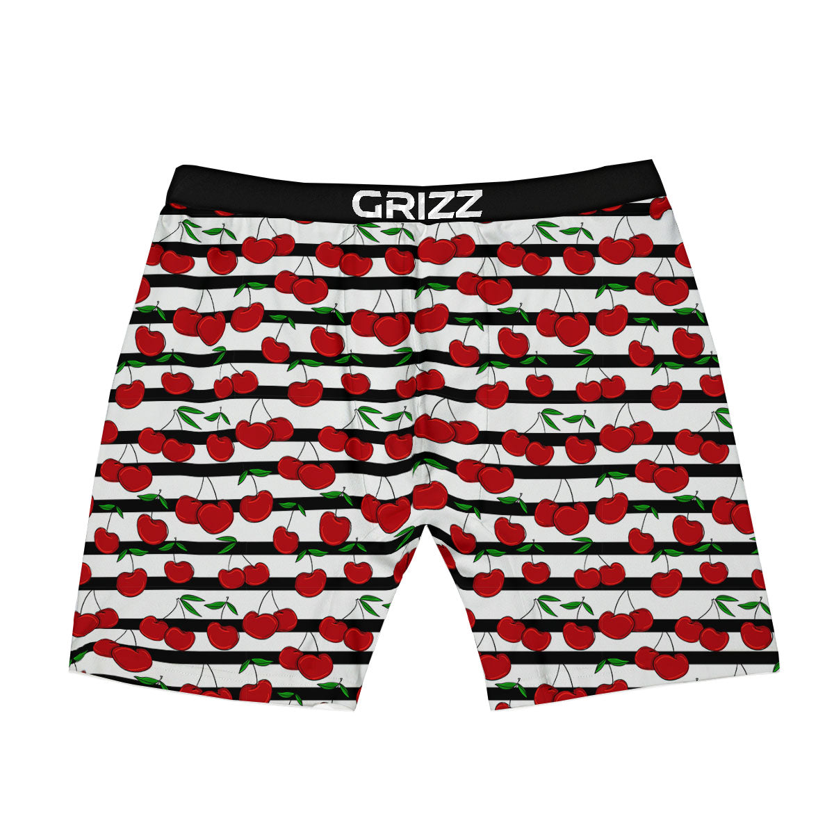 Striped Cherry Print Pattern Boxer Briefs-grizzshop