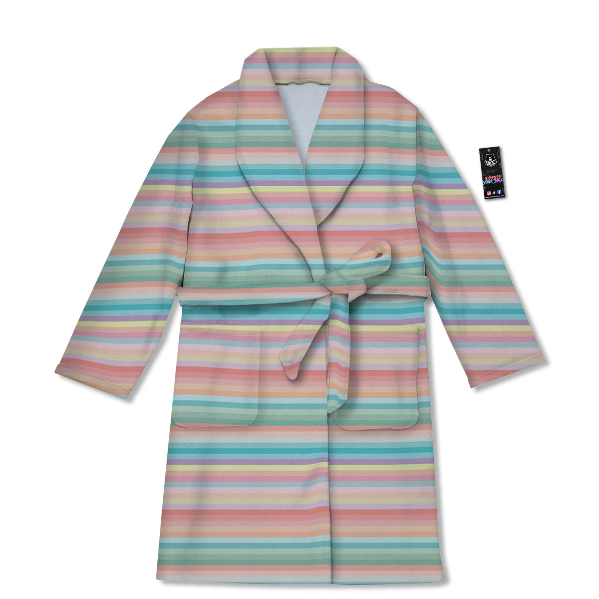 Striped Colorful Print Pattern Bathrobe-grizzshop