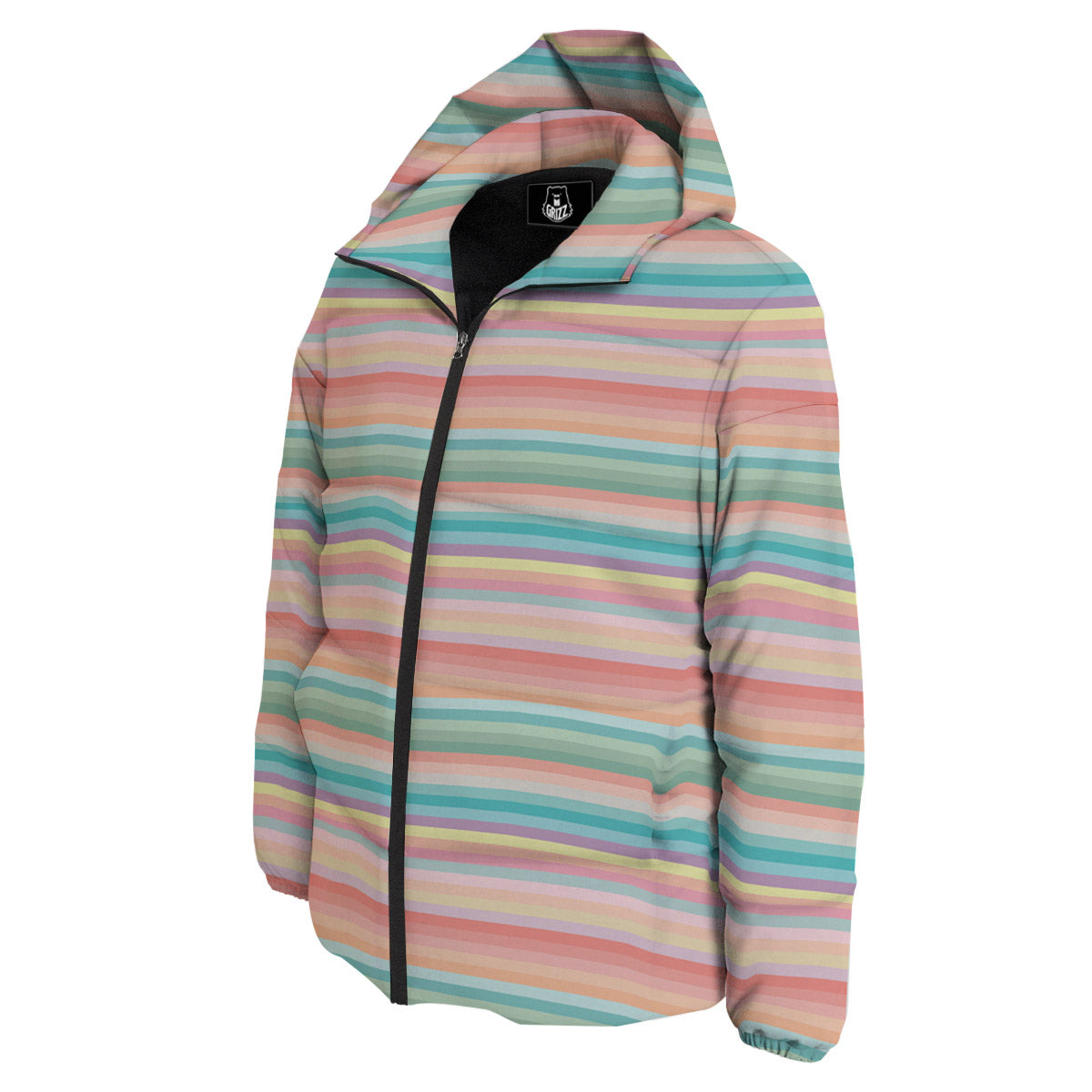 Striped Colorful Print Pattern Down Jacket-grizzshop