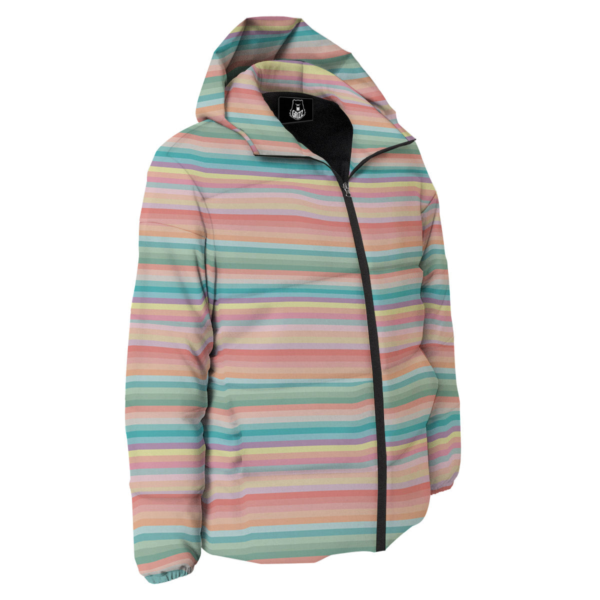 Striped Colorful Print Pattern Down Jacket-grizzshop