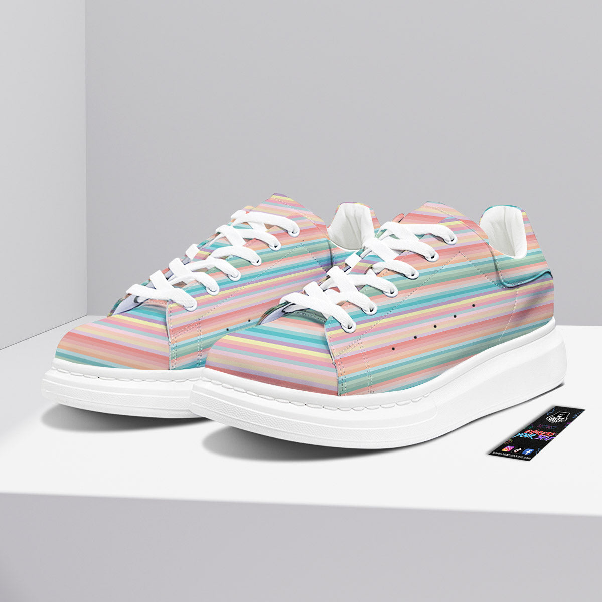 Striped Colorful Print Pattern Platform Shoes-grizzshop