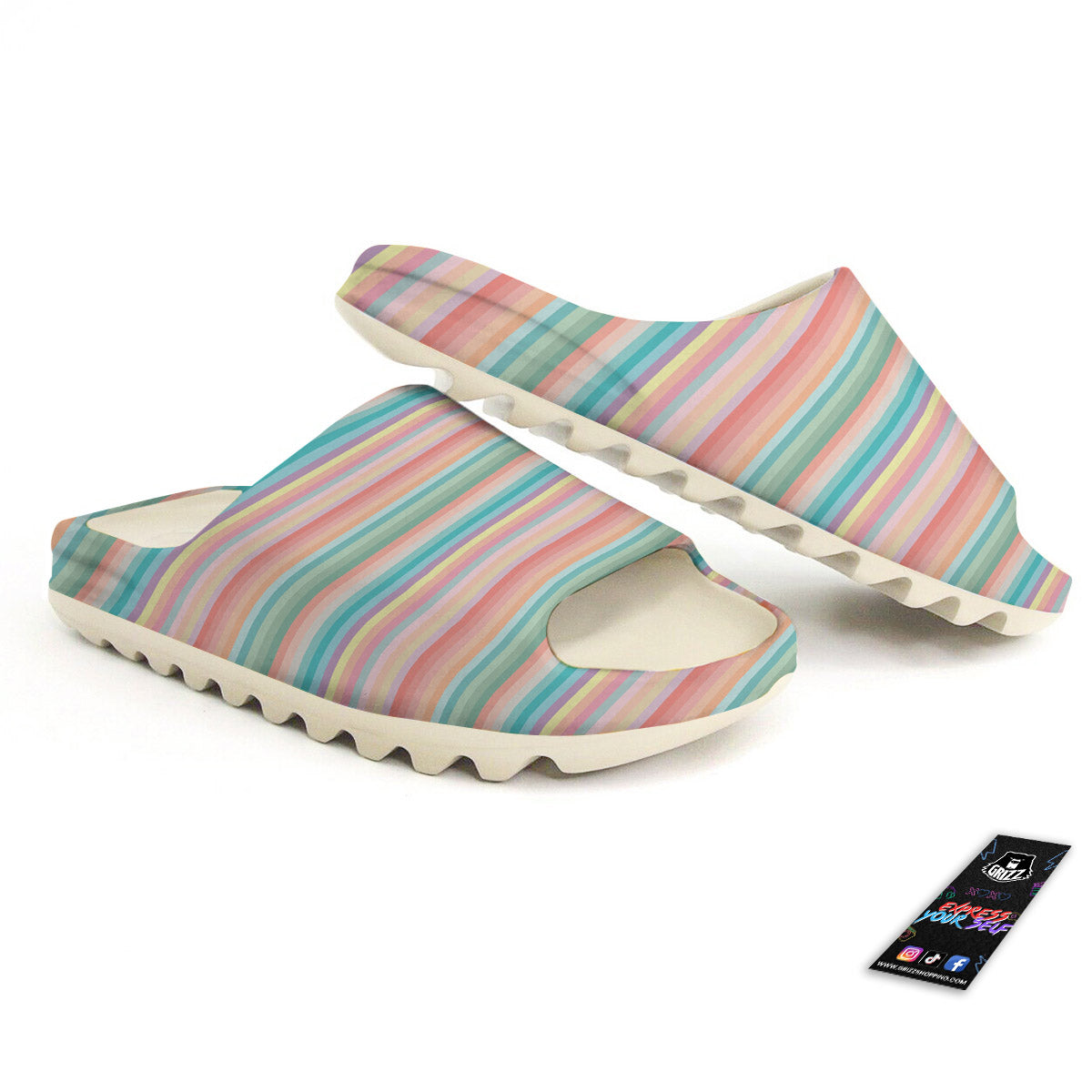 Striped Colorful Print Pattern Sandals-grizzshop