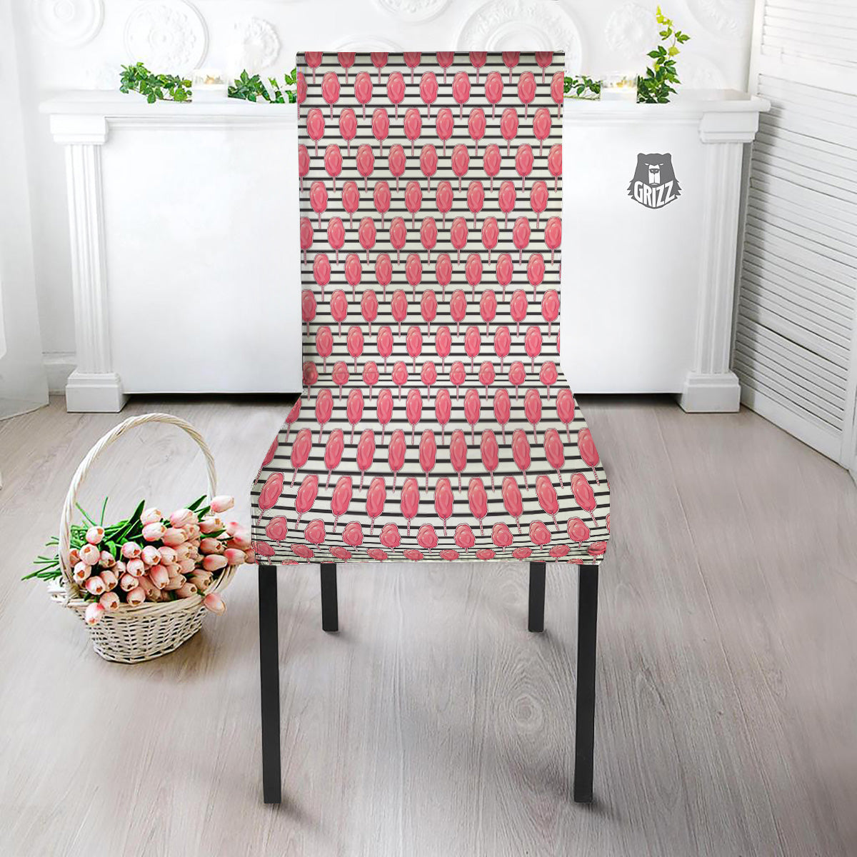 Striped Cotton Candy Print Pattern Dining Chair Slipcover-grizzshop