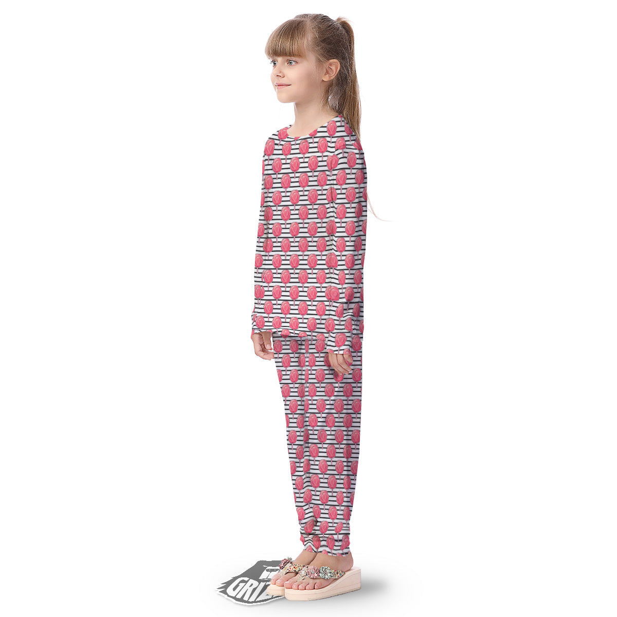 Striped Cotton Candy Print Pattern Kid's Pajamas-grizzshop