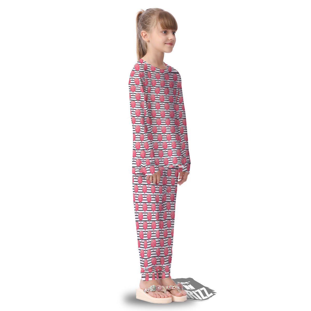 Striped Cotton Candy Print Pattern Kid's Pajamas-grizzshop