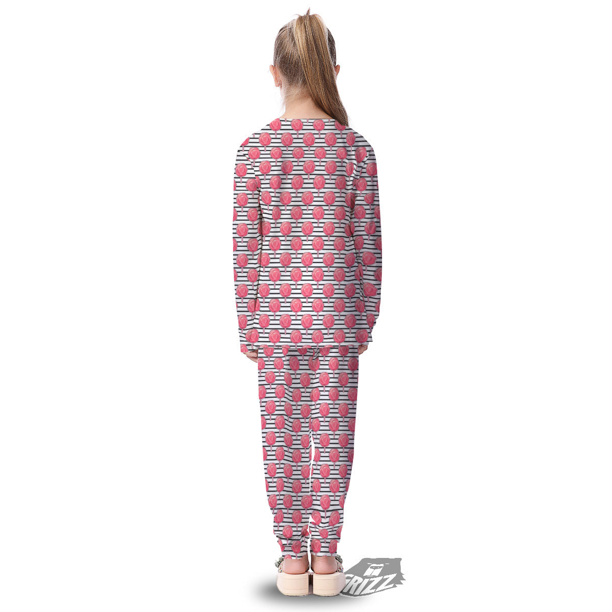Striped Cotton Candy Print Pattern Kid's Pajamas-grizzshop
