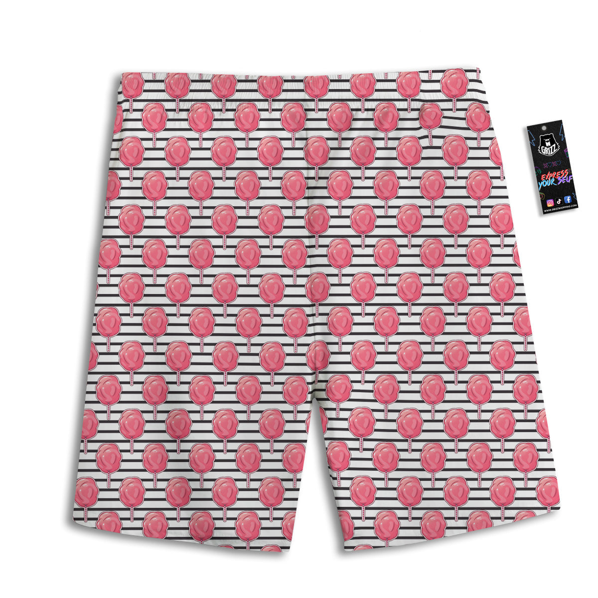 Striped Cotton Candy Print Pattern Men's Athletic Shorts