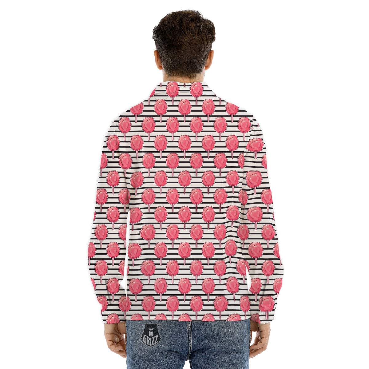 Striped Cotton Candy Print Pattern Men's Dress Shirts-grizzshop