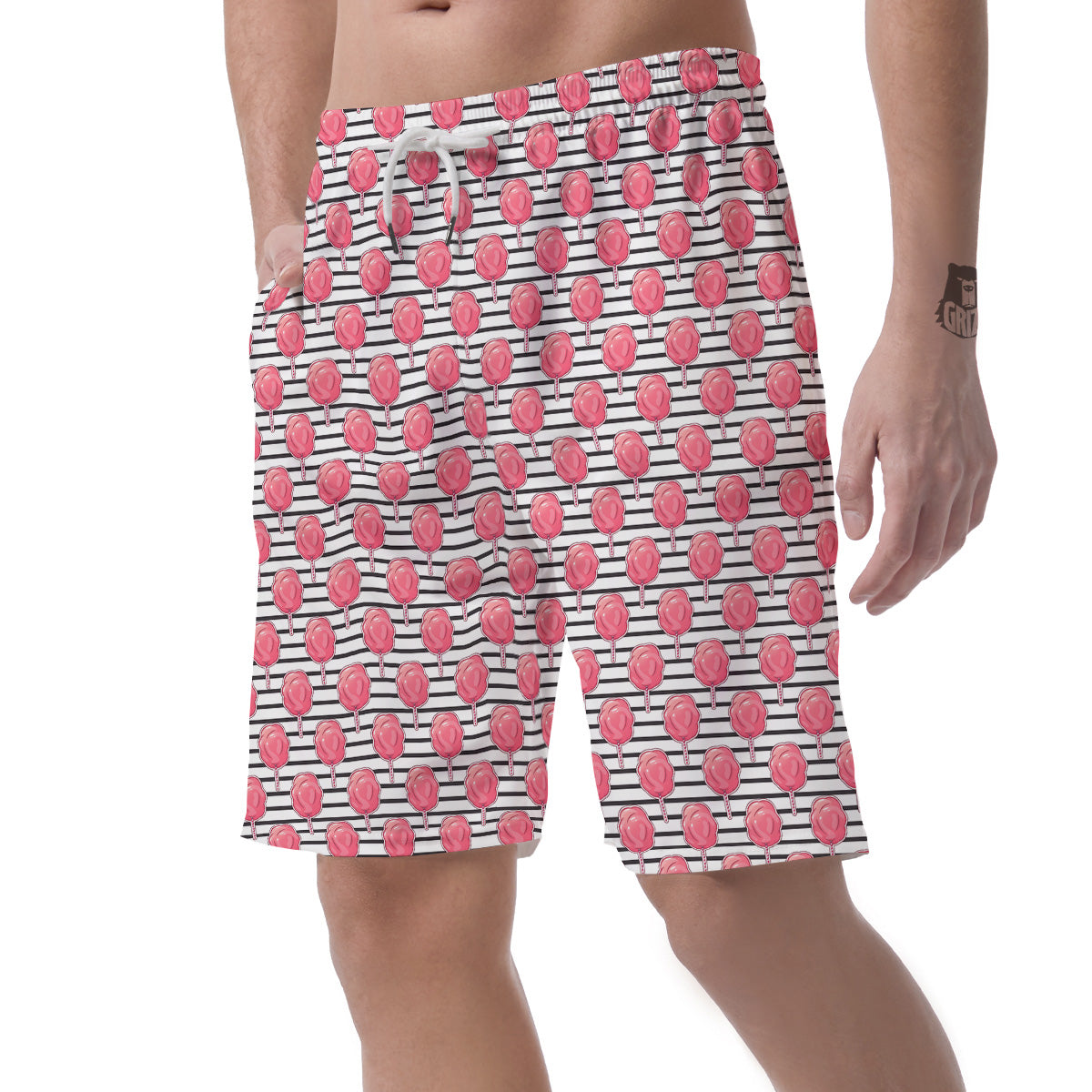 Striped Cotton Candy Print Pattern Men's Shorts-grizzshop