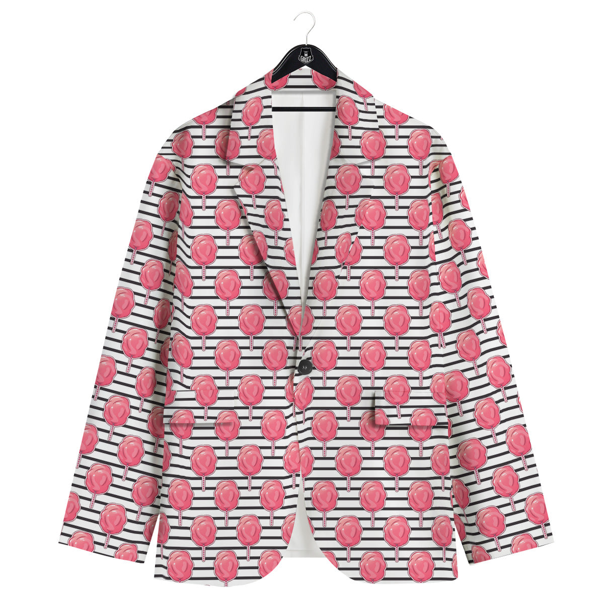 Striped Cotton Candy Print Pattern Men's Sport Coat-grizzshop