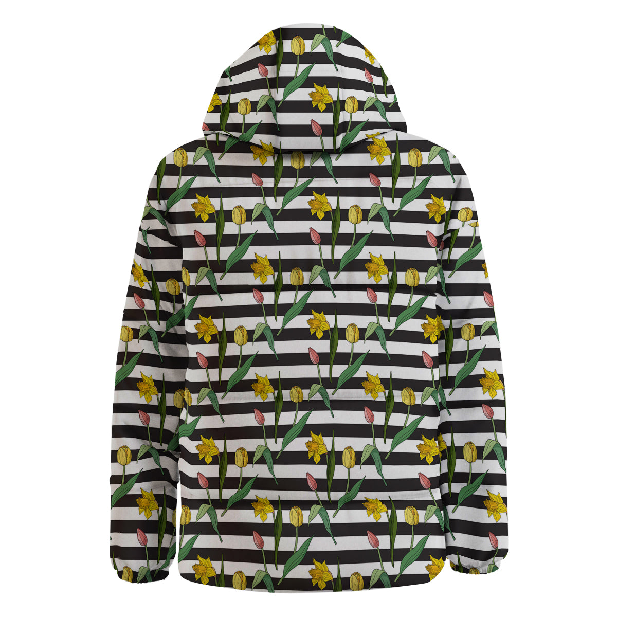 Striped Daffodil Yellow Print Pattern Down Jacket-grizzshop