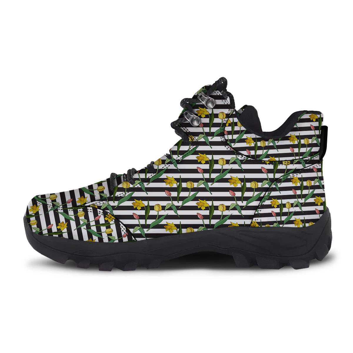 Striped Daffodil Yellow Print Pattern Hiking Shoes-grizzshop