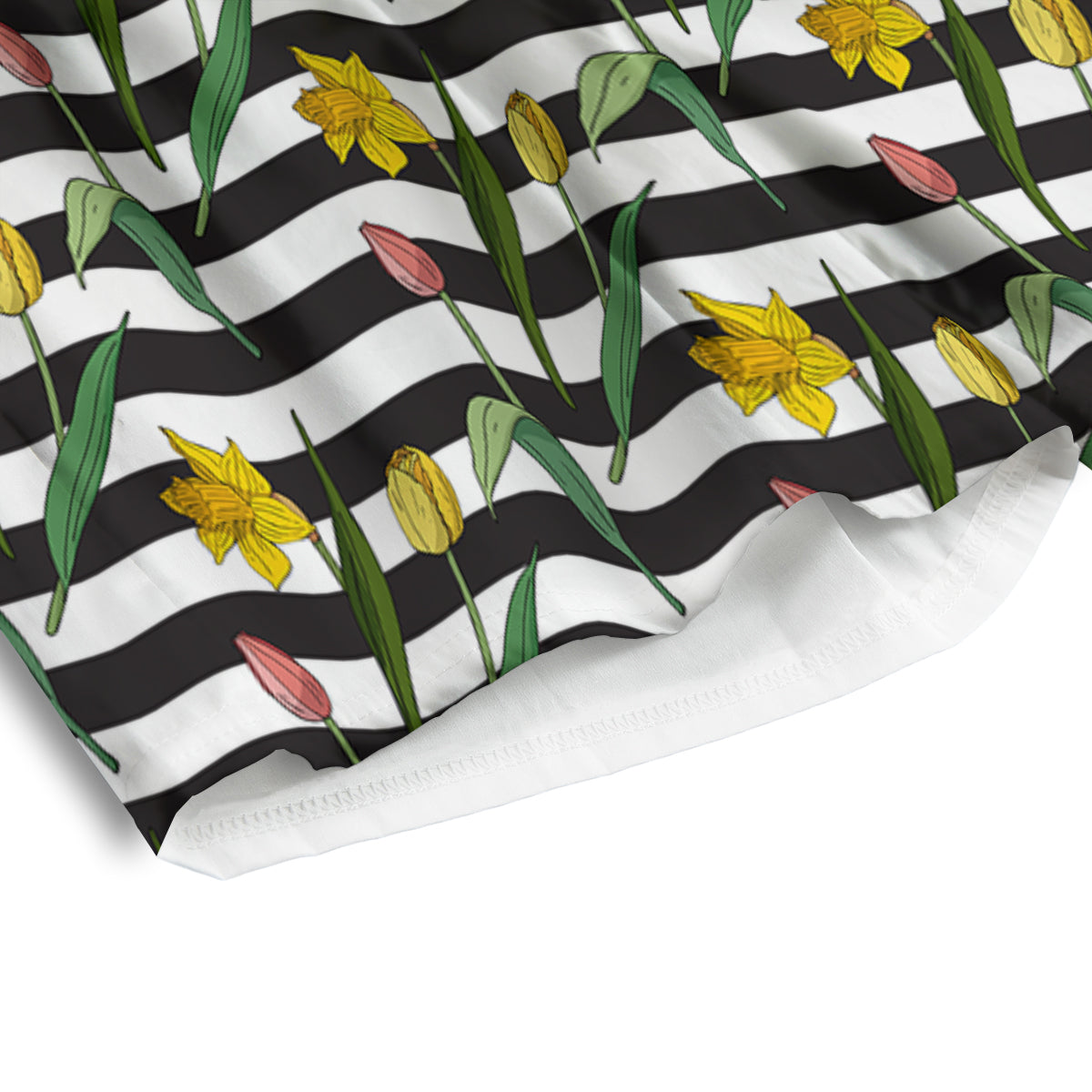 Striped Daffodil Yellow Print Pattern Men's Athletic Shorts