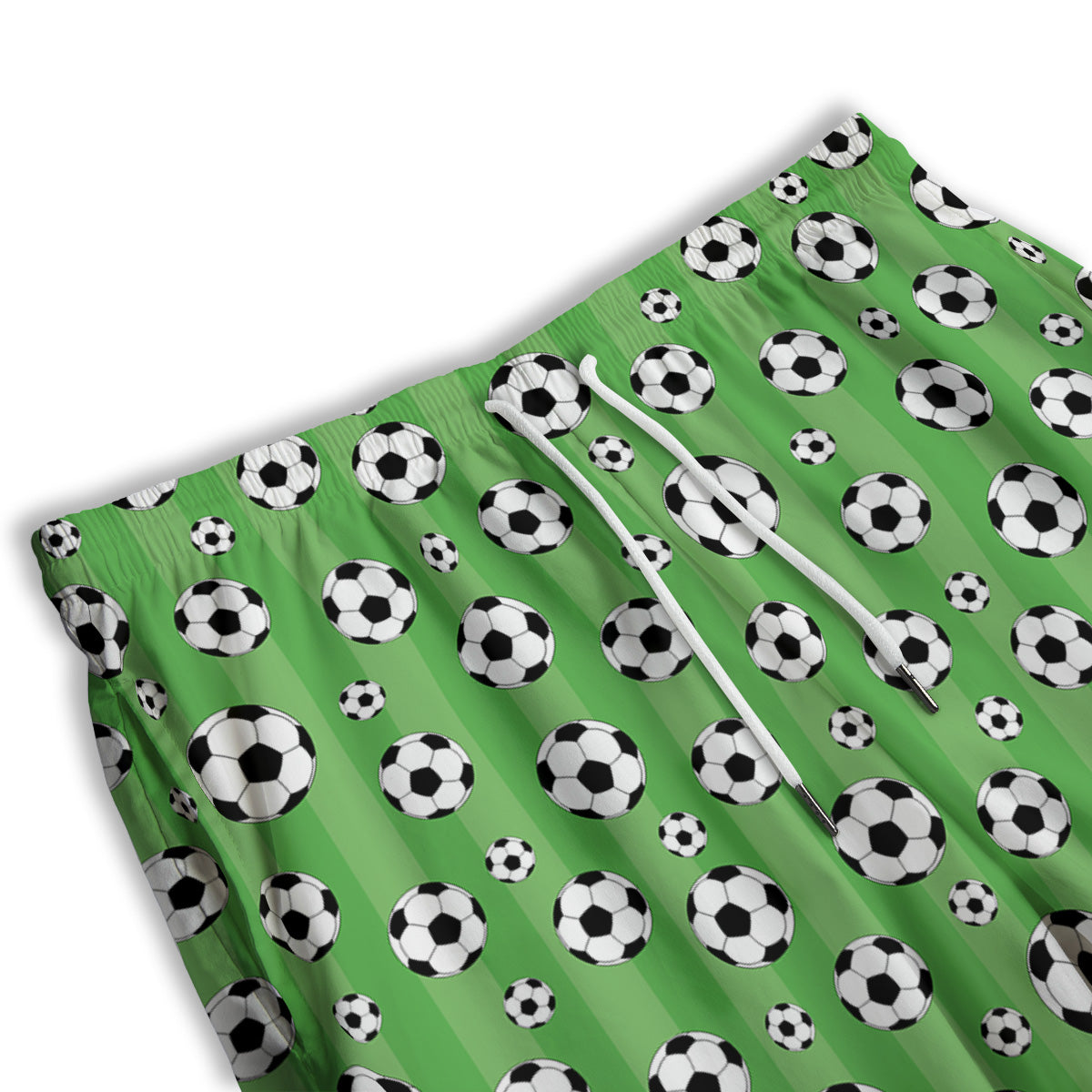 Striped Green Football Print Pattern Men's Athletic Shorts