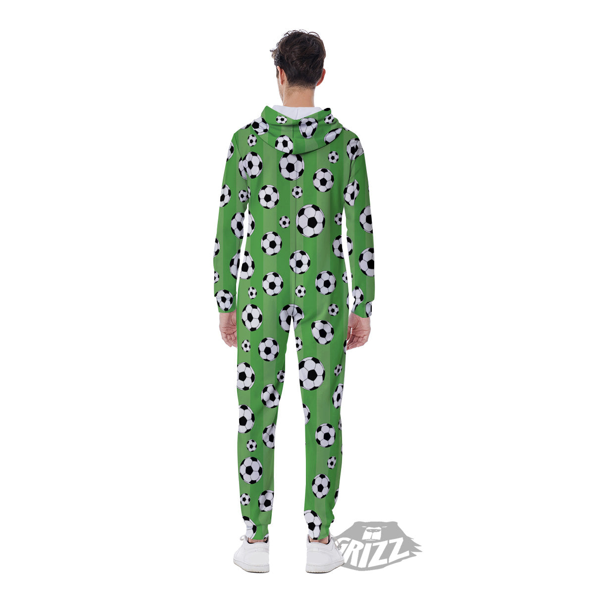Striped Green Football Print Pattern Men's Jumpsuit-grizzshop