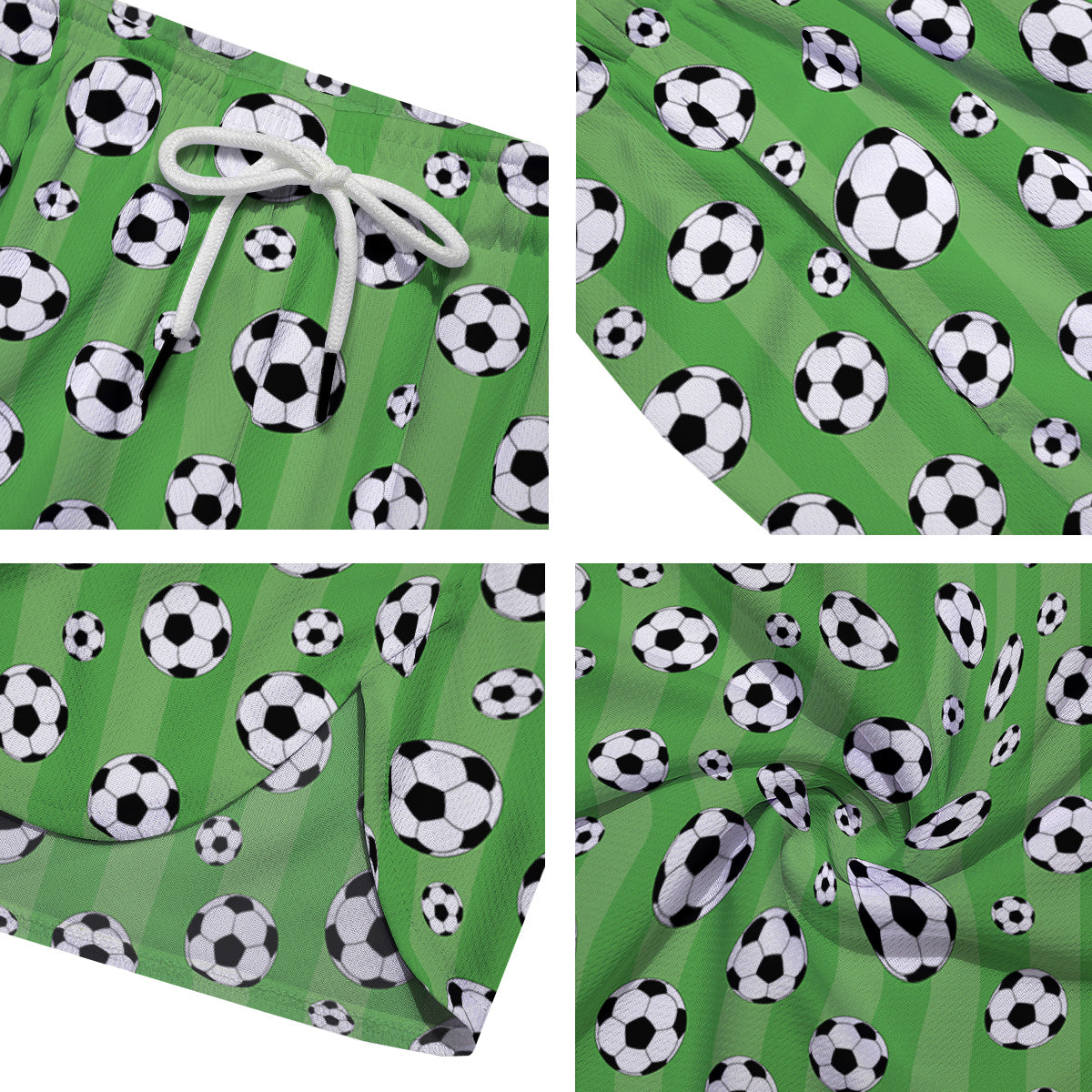 Striped Green Football Print Pattern Men's Running Shorts-grizzshop